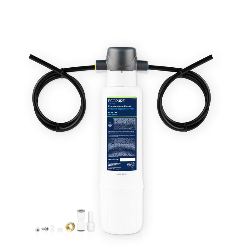 EcoPure EPWPFF Premium Main Faucet Under Sink Water Filtration System â€“ NSF Certified to Reduce Lead, Chlorine, Cysts, PFAs, Microplastics, Bad Taste & Odor â€“ Easy DIY Install Under Counter - Image 1